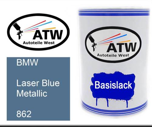 BMW, Laser Blue Metallic, 862: 500ml Lackdose, von ATW Autoteile West.